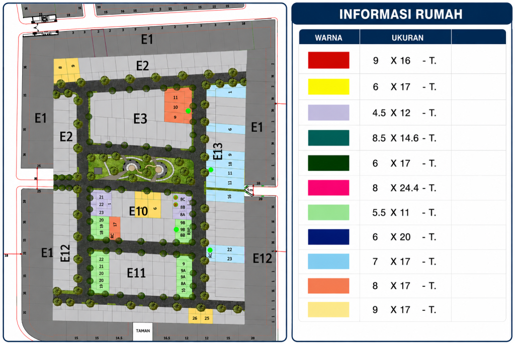 siteplan kavling tapak westwood Duta Garden